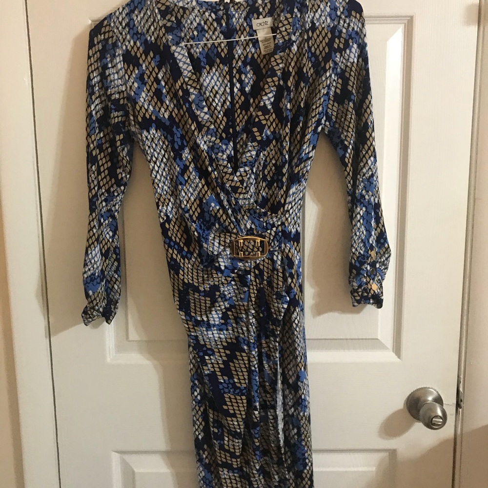 Cache XS fitted long sleeve snake pattern dress